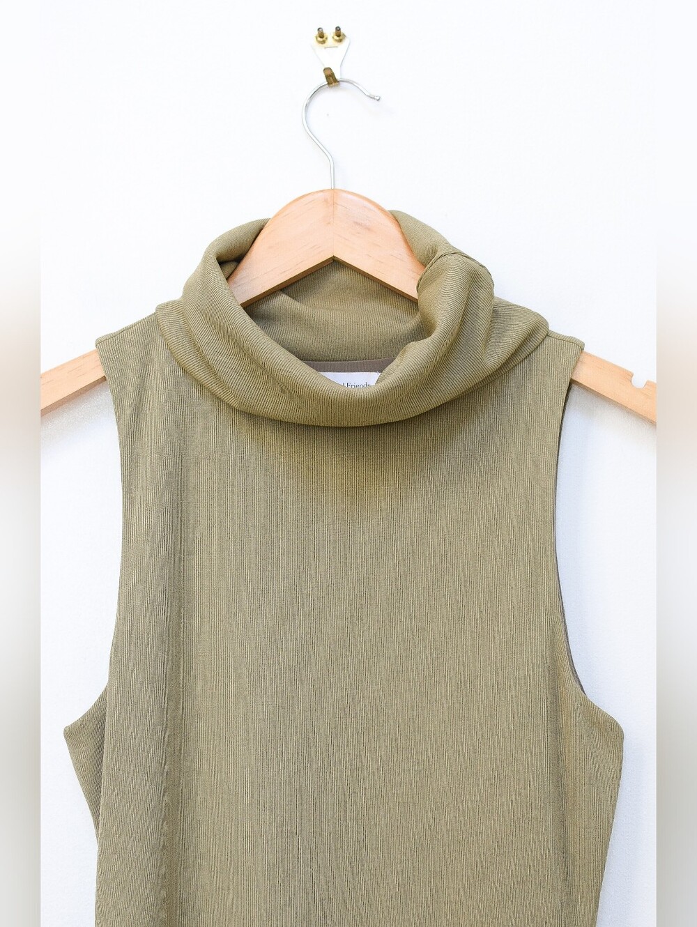 Revolve Lovers + Friends Fawn Mini Dress Bodycon Turtleneck Sage Green Tan Sz S - Picture 5 of 10